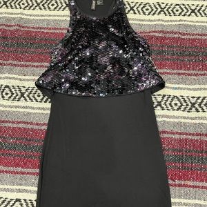 black sequin dress